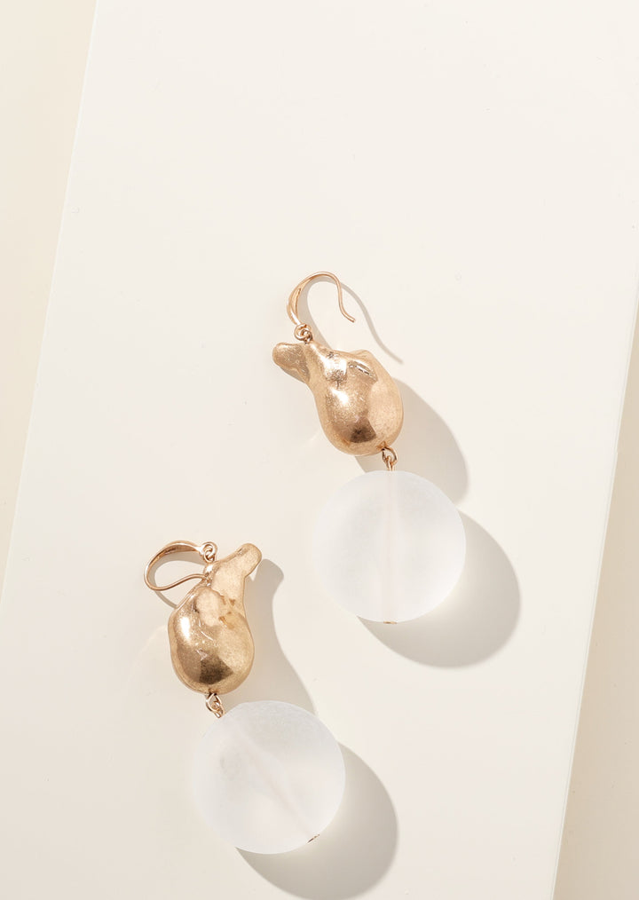 Merx - Nugget & Clear Stone Drop Earring