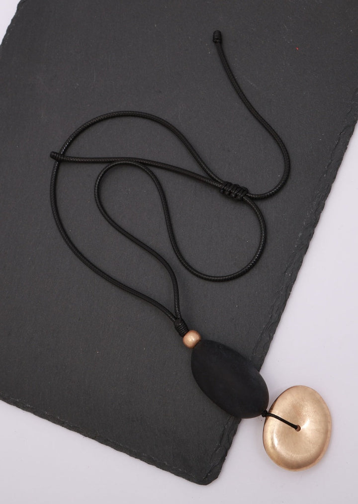 Merx - Metallic Stone Drop Necklace