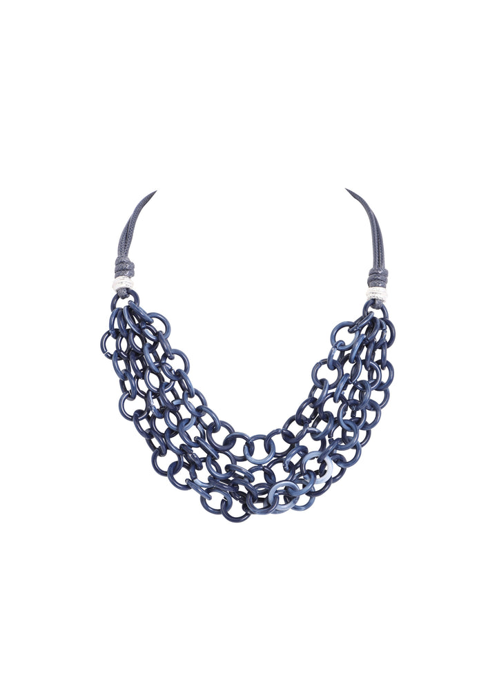 Merx - Navy Chainmail Layered Necklace