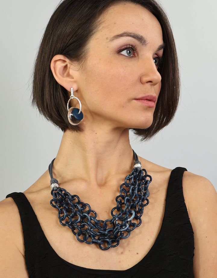 Merx - Navy Chainmail Layered Necklace