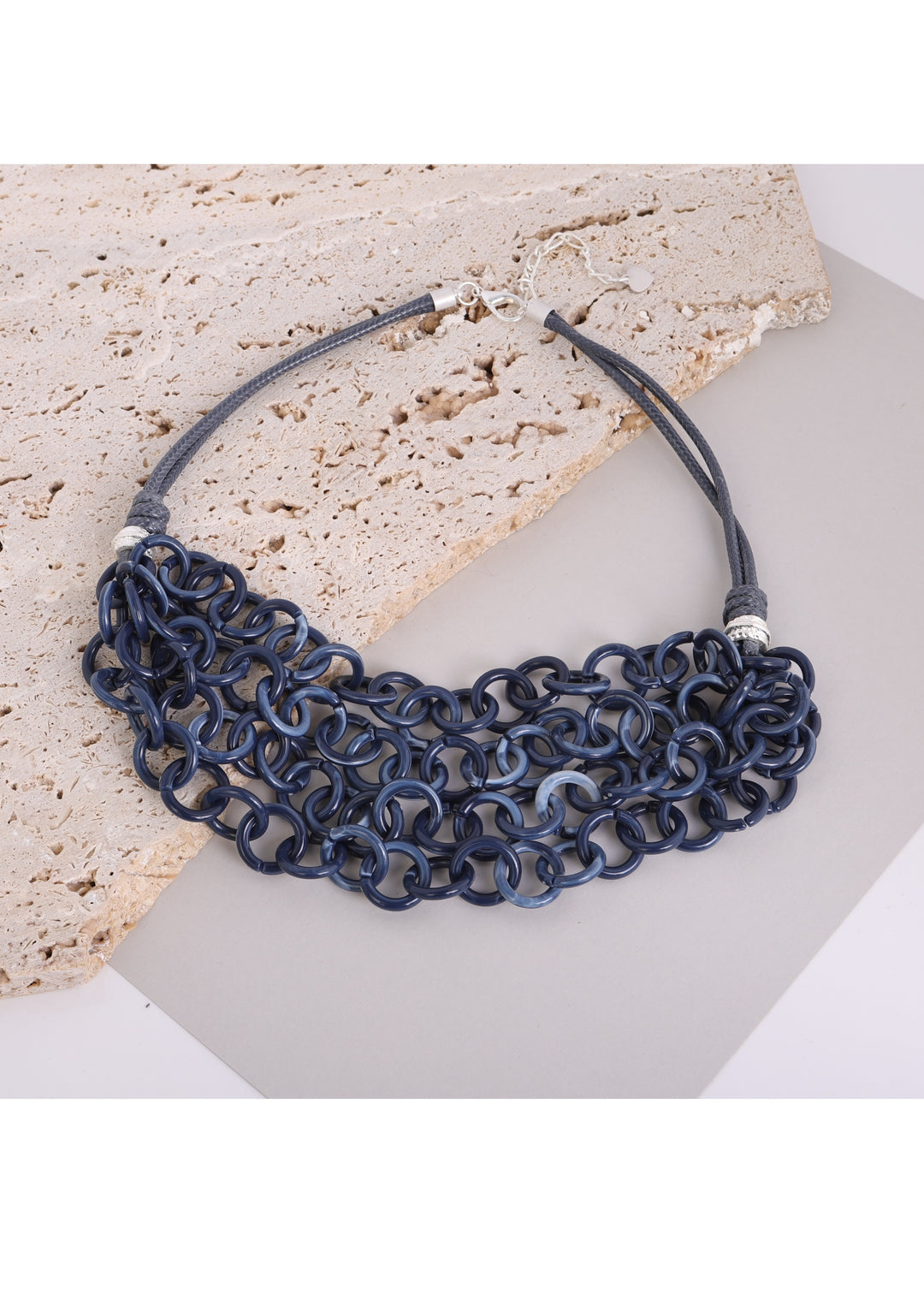 Merx - Navy Chainmail Layered Necklace