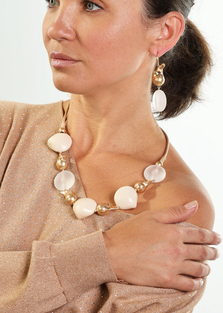 Merx - Gold Nugget & Stone Necklace