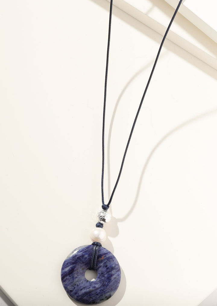 Merx - Blue Open Circle Drop Pendant Necklace