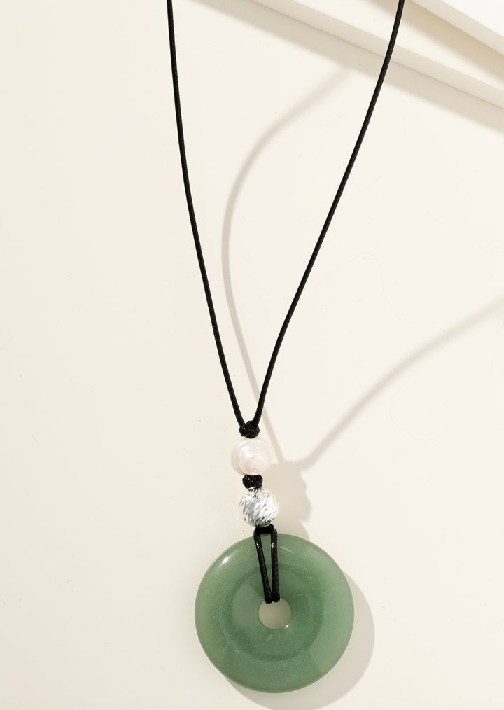 Merx - Green Open Circle Drop Pendant Necklace