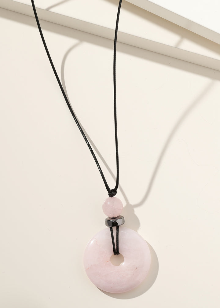 Merx - Pink Open Circle Drop Pendant Necklace