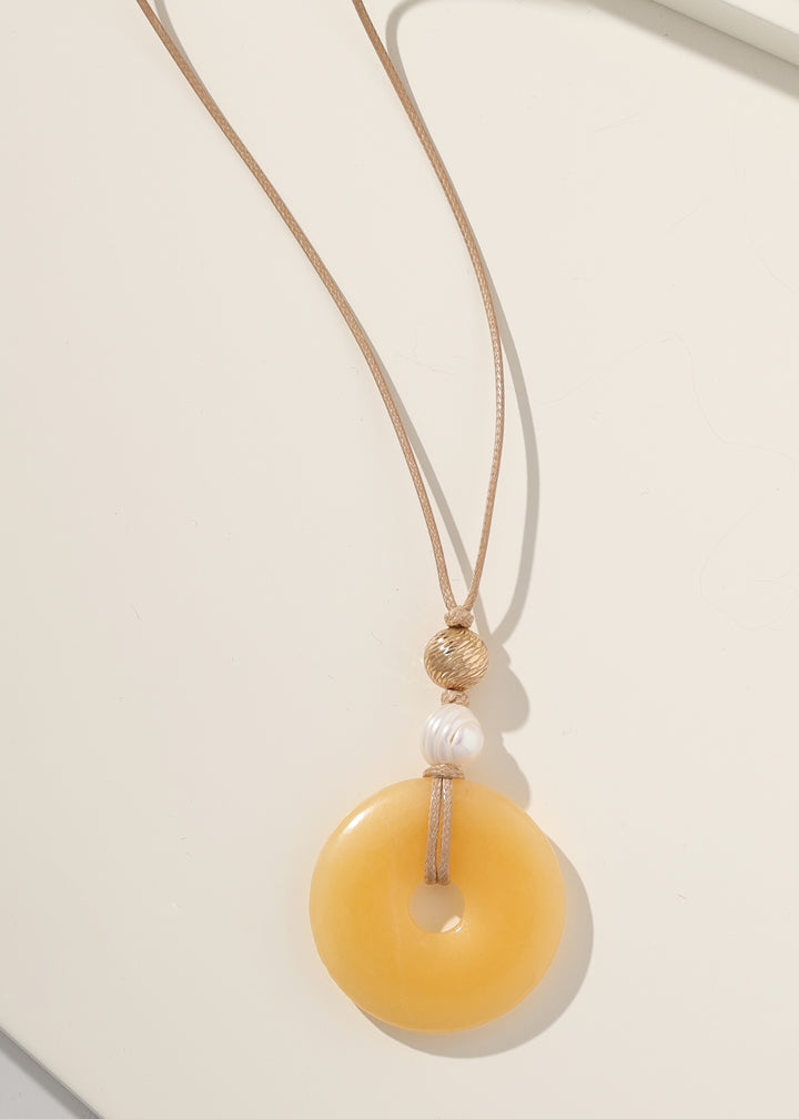 Merx - Yellow Open Circle Drop Pendant Necklace