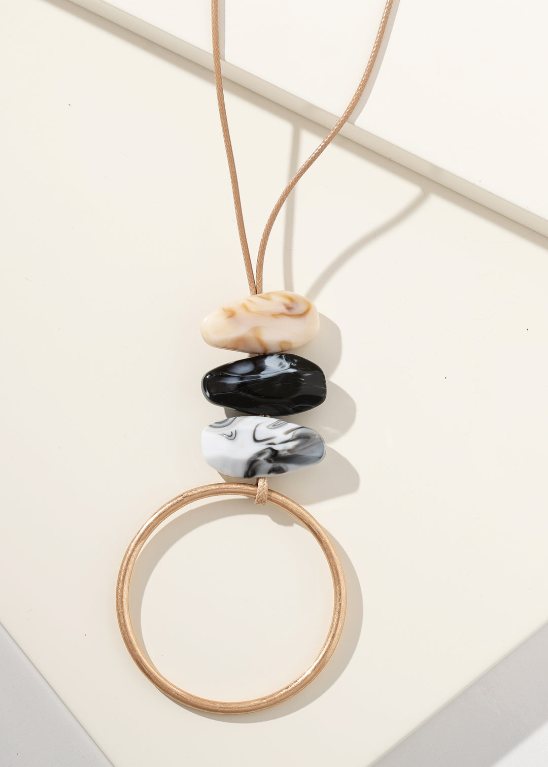 Merx - Stacked Stone Open Circle Pendant Necklace