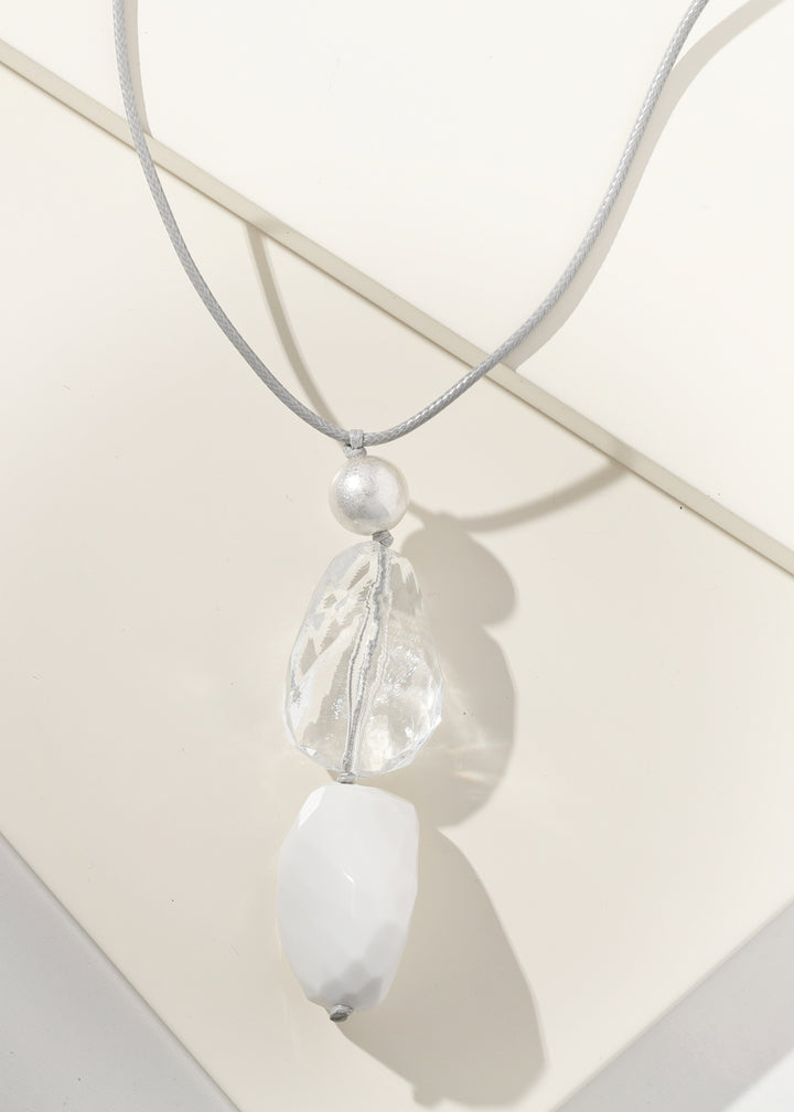 Merx - White Stacked Stone Drop Pendant Necklace