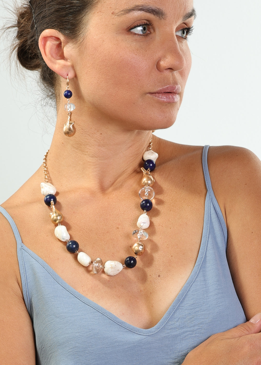 Merx - Lapis Stones & Nugget Necklace