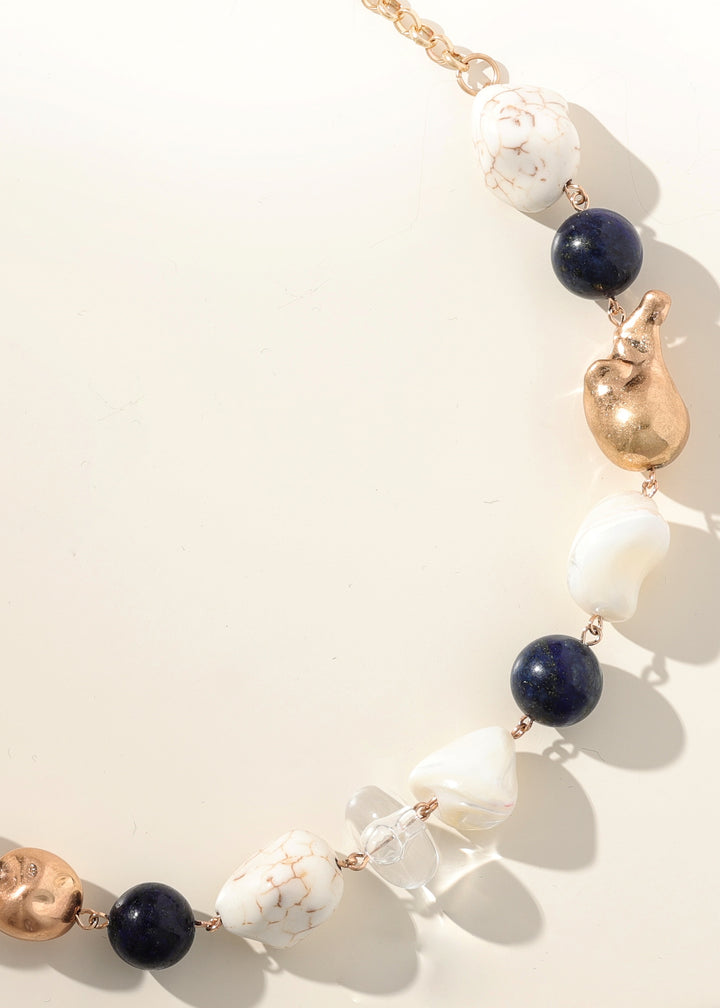 Merx - Lapis Stones & Nugget Necklace