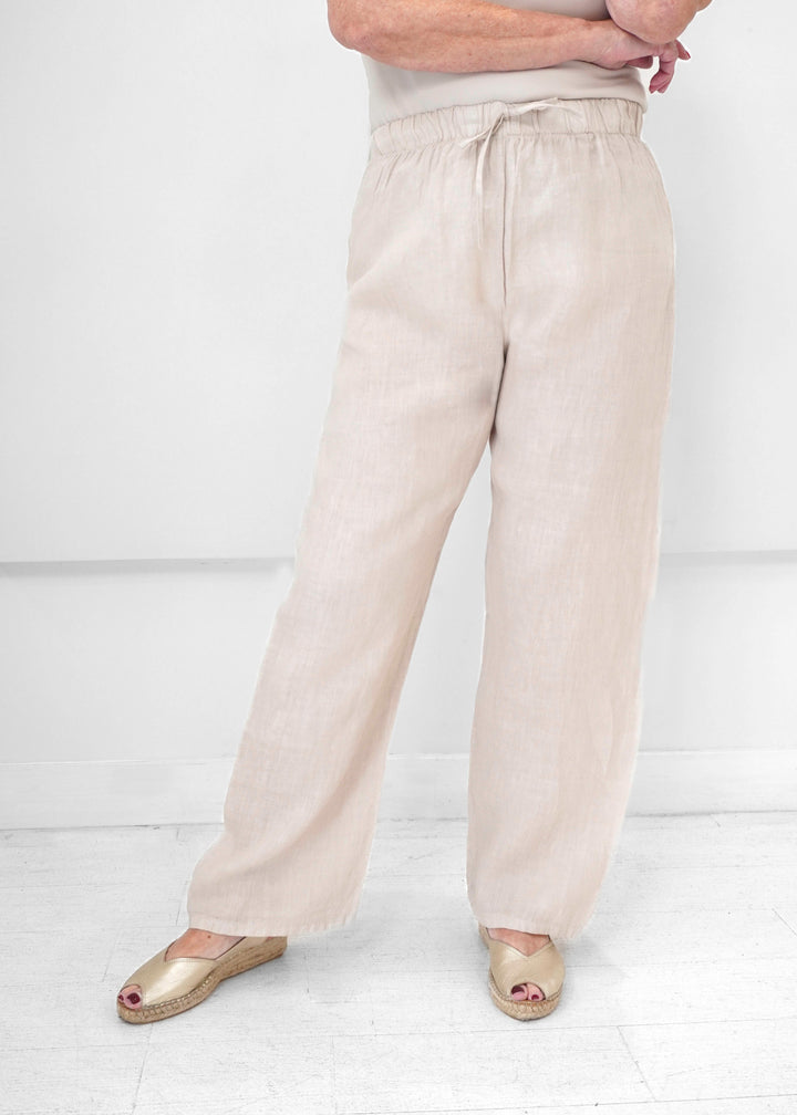 Orange - Drawstring Linen Pant