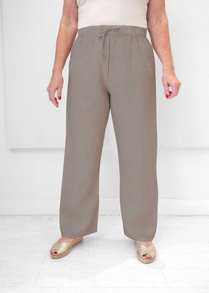 Orange - Drawstring Linen Pant