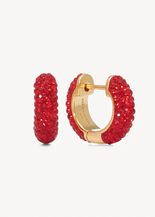 Hilberg & Berk - Small Red Sparkle Hoop Earrings