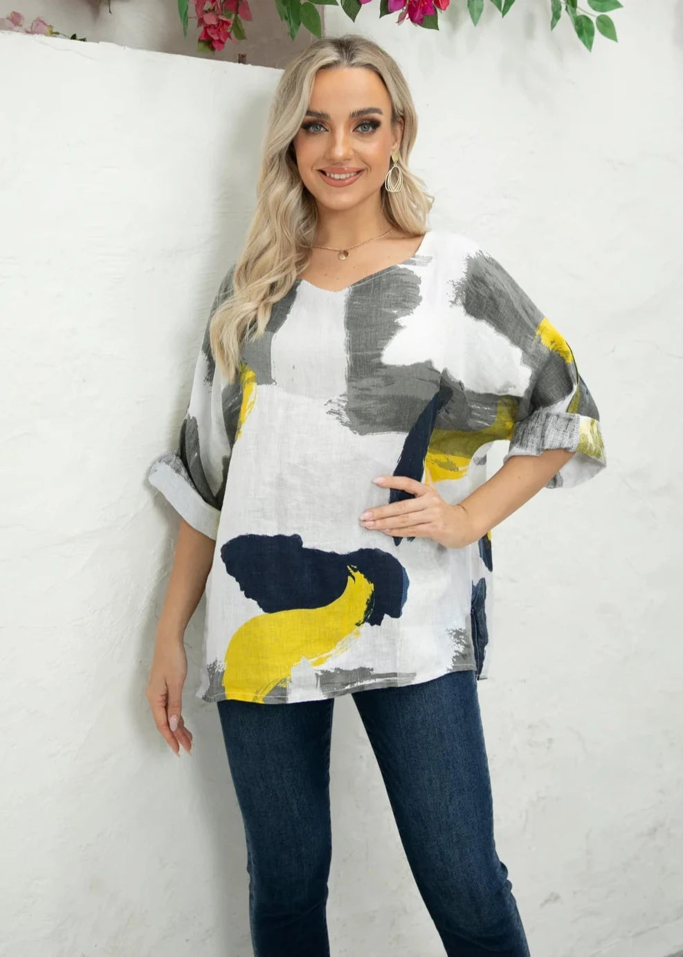 Orange - Sammy's Linen Abstract Top