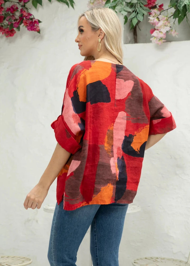 Orange - Sammy's Linen Abstract Top