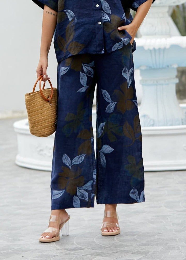 Orange - Pia's Linen Printed Linen Pant