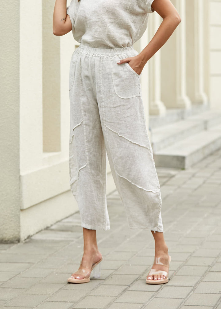 Orange - Coastal Linen Wide Leg Pant