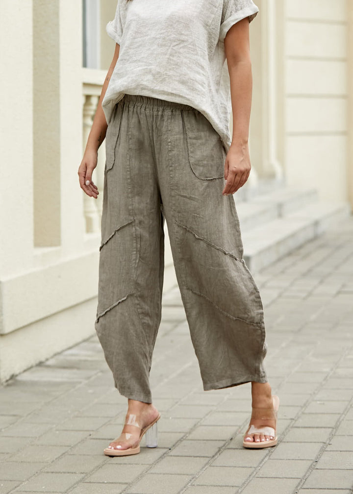 Orange - Coastal Linen Wide Leg Pant