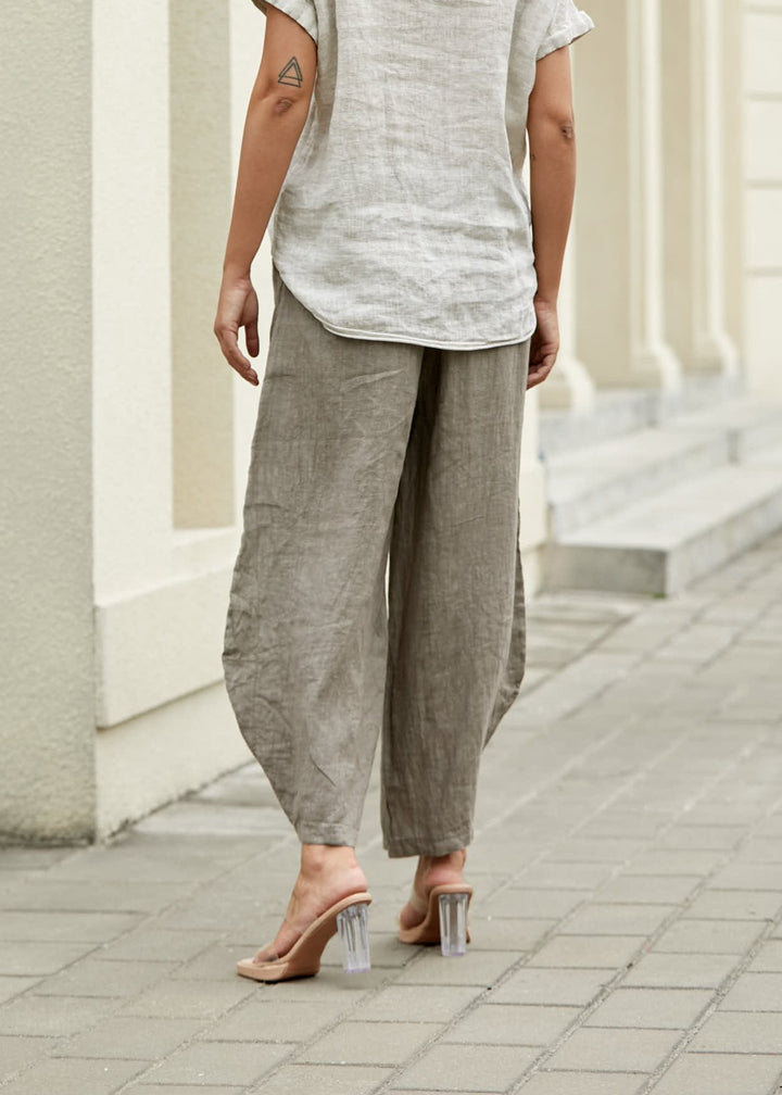 Orange - Coastal Linen Wide Leg Pant