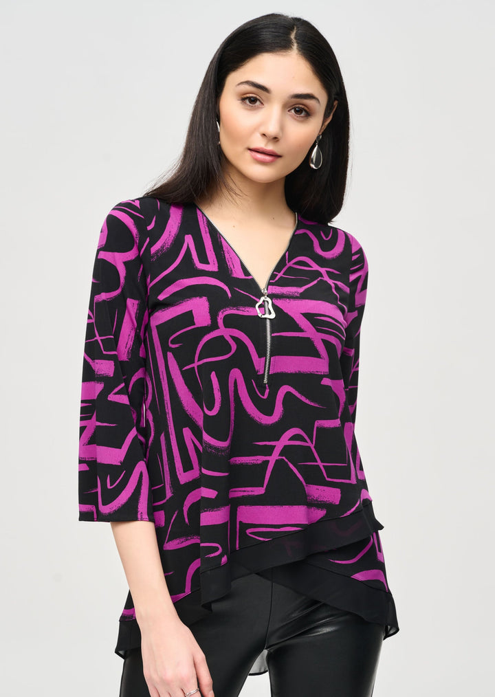 Joseph Ribkoff - Abstract Print Flared Top