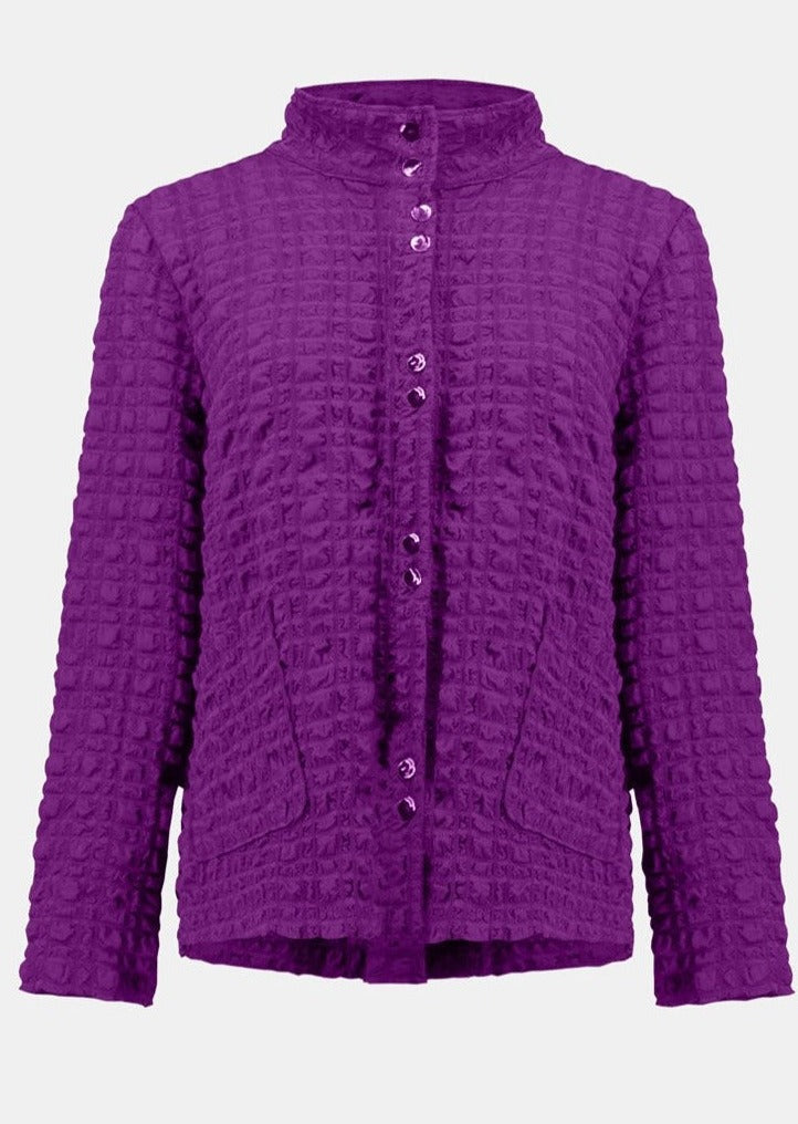 Joseph Ribkoff - Bubble Jacquard Mock Collar Jacket