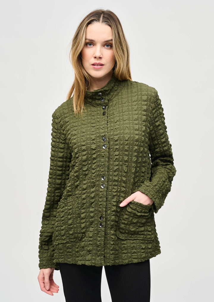 Joseph Ribkoff - Bubble Jacquard Mock Collar Jacket