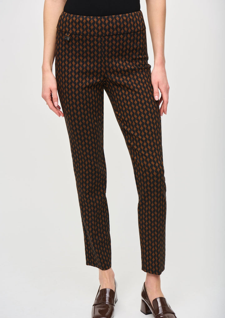 Joseph Ribkoff - Jacquard Woven Abstract Print Slim Fit Pants