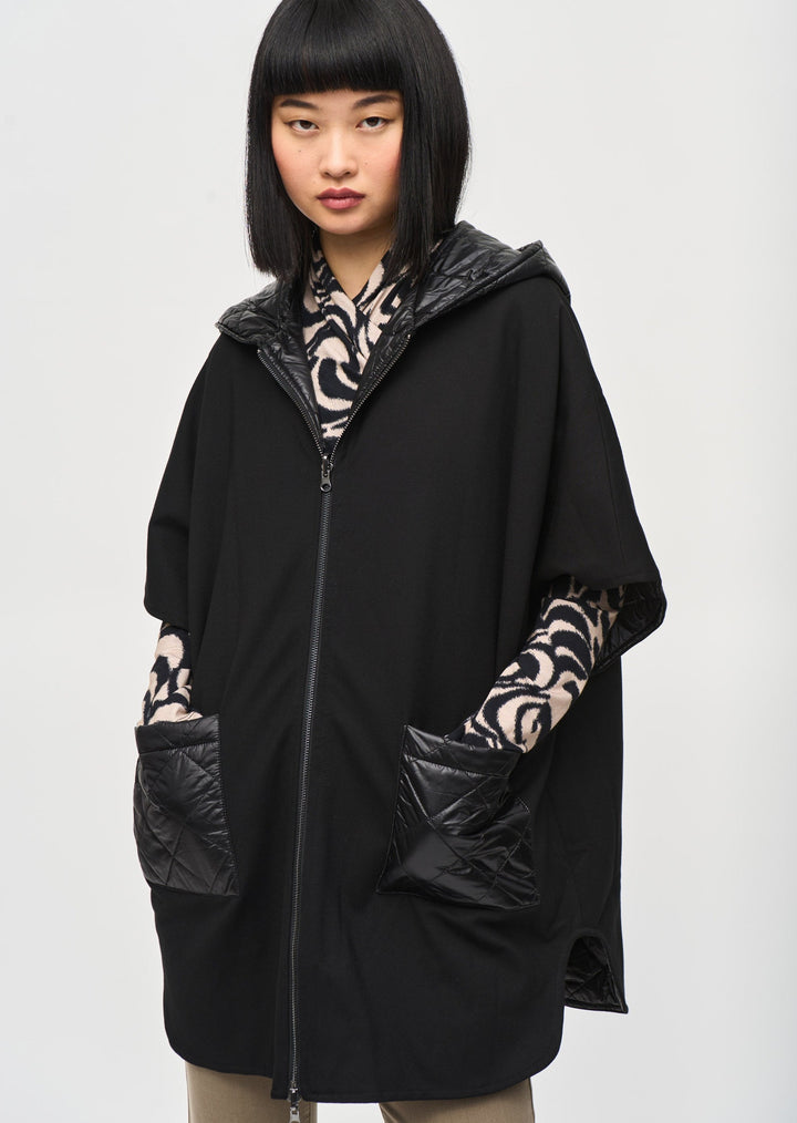 Joseph Ribkoff - Heavy Knit Reversible Hooded Cape