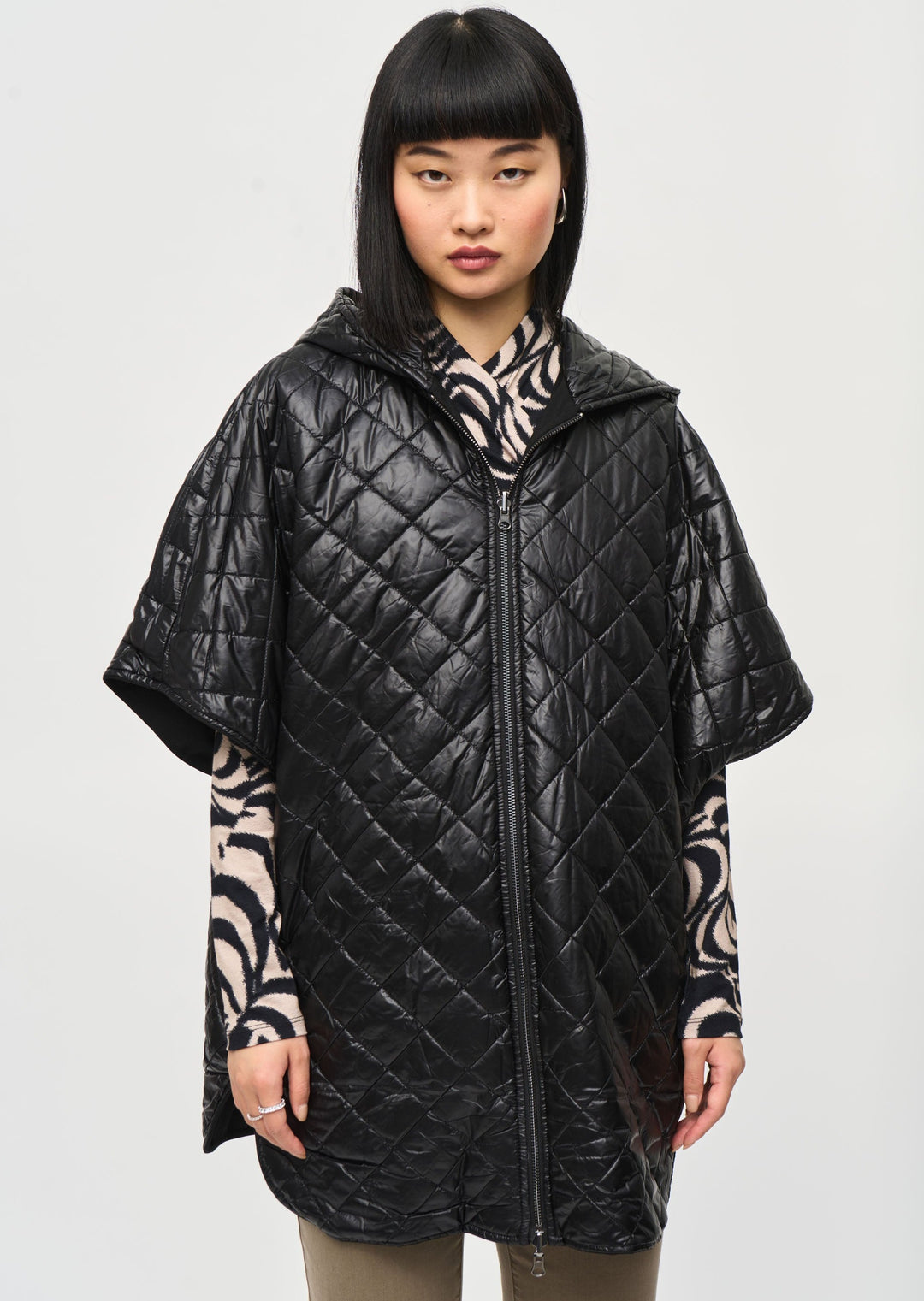 Joseph Ribkoff - Heavy Knit Reversible Hooded Cape