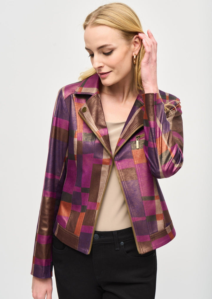 Joseph Ribkoff - Foiled Print Faux Suede Jacket