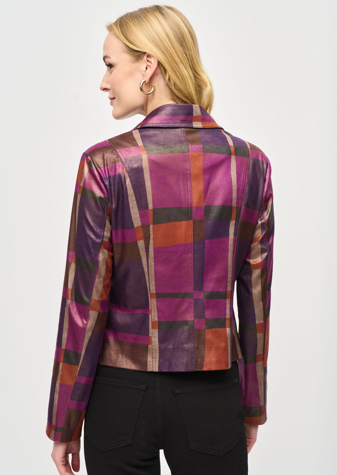 Joseph Ribkoff - Foiled Print Faux Suede Jacket