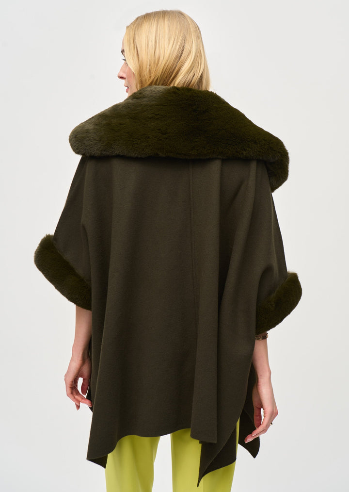 Joseph Ribkoff - Brushed Jacquard and Faux Fur Cape