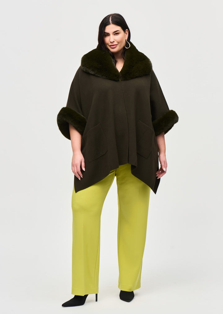 Joseph Ribkoff - Brushed Jacquard and Faux Fur Cape