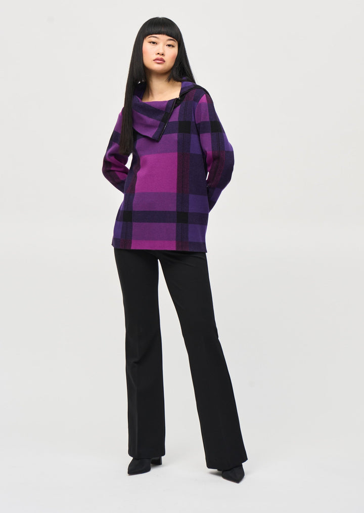 Joseph Ribkoff - Plaid Jacquard Cowl Neck Sweater