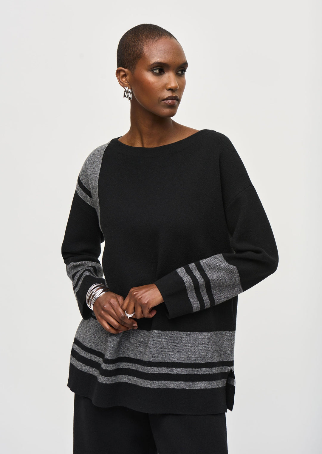 Joseph Ribkoff -  Striped Sweater Knit Boxy Top