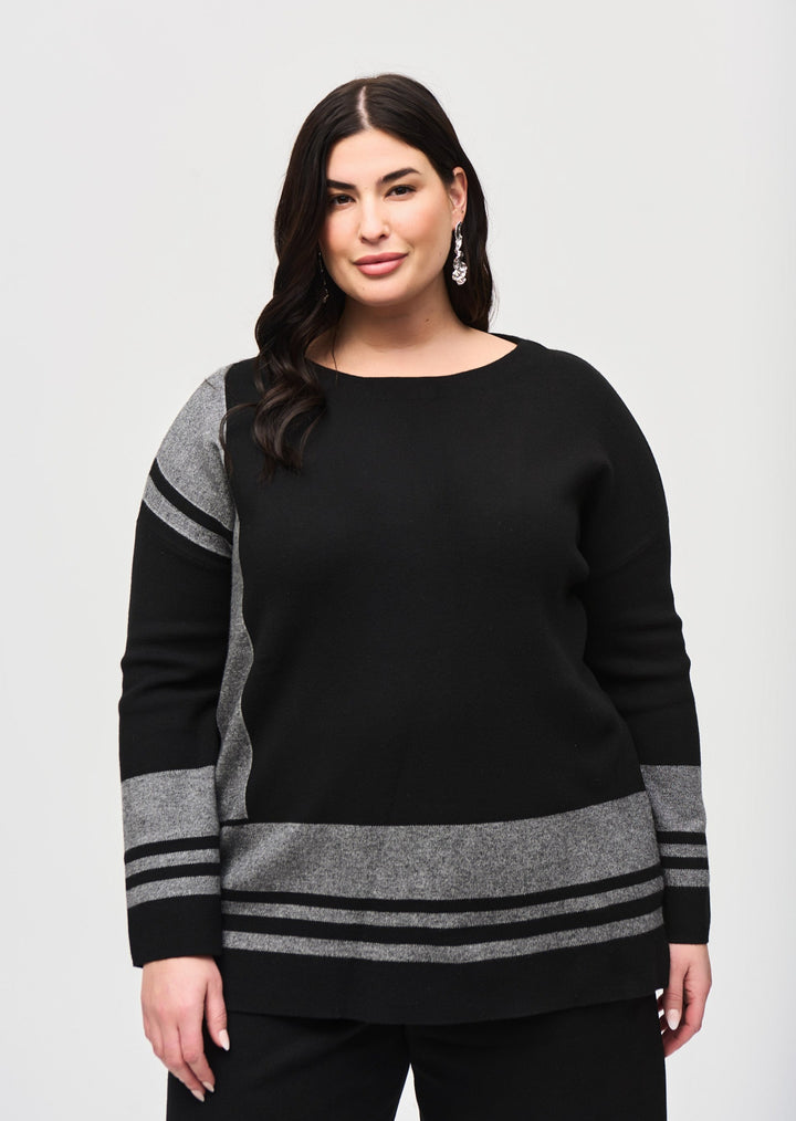 Joseph Ribkoff -  Striped Sweater Knit Boxy Top