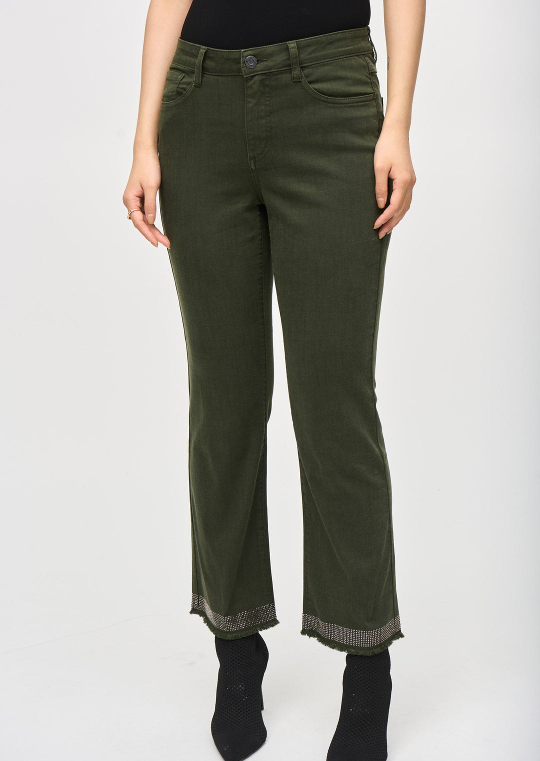 Joseph Ribkoff - Denim Straight Pants with Frayed Hem