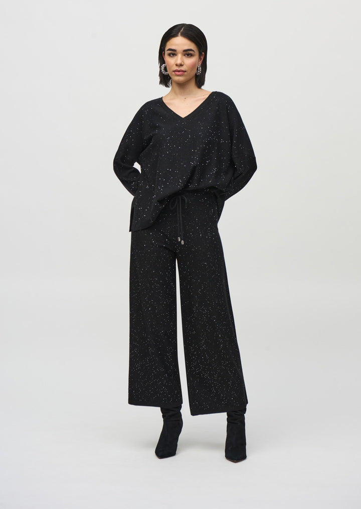 Joseph Ribkoff - Sequined Sweater Knit Culotte Pants