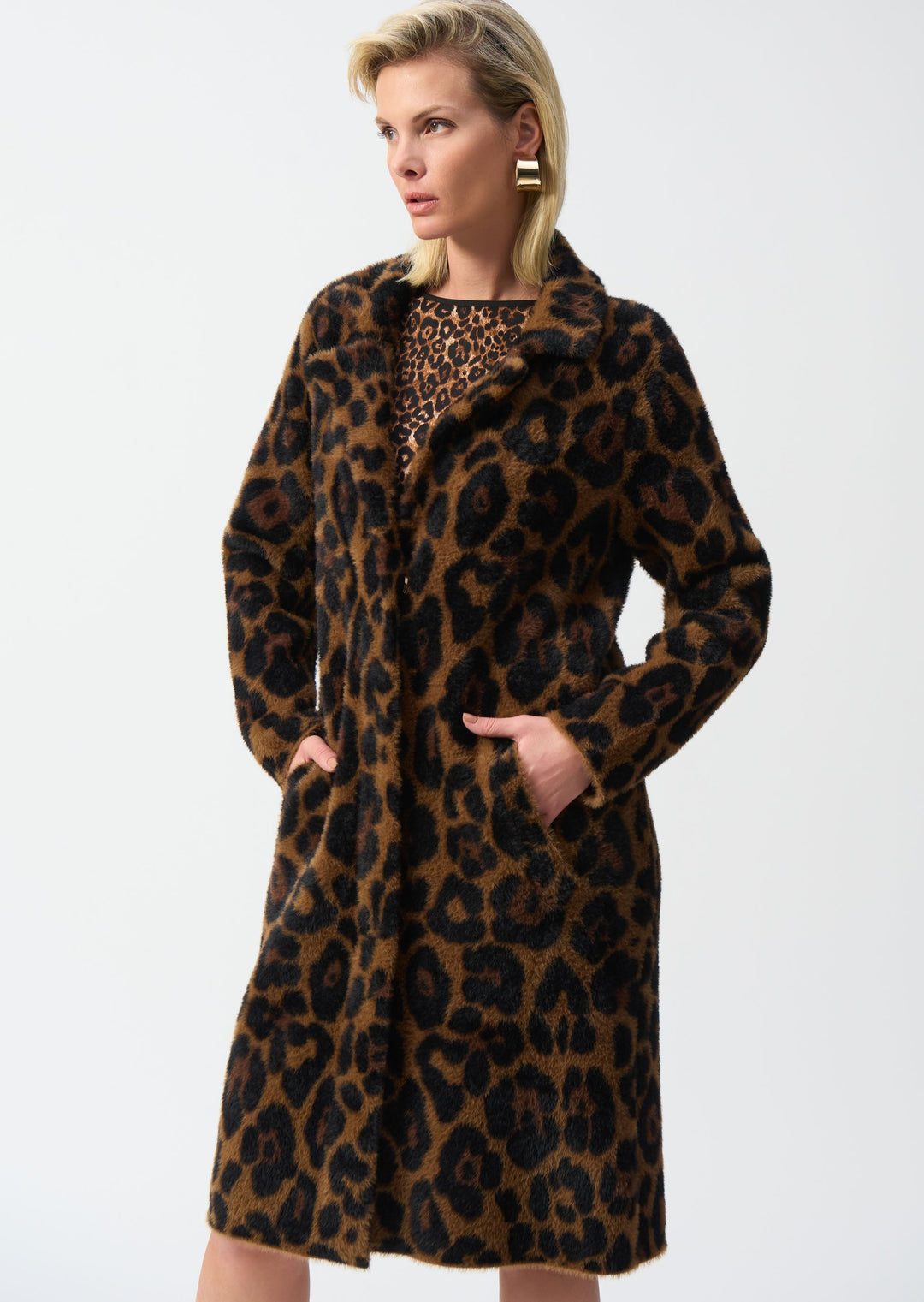 Joseph Ribkoff - Jacquard Sweater Animal Print Coat