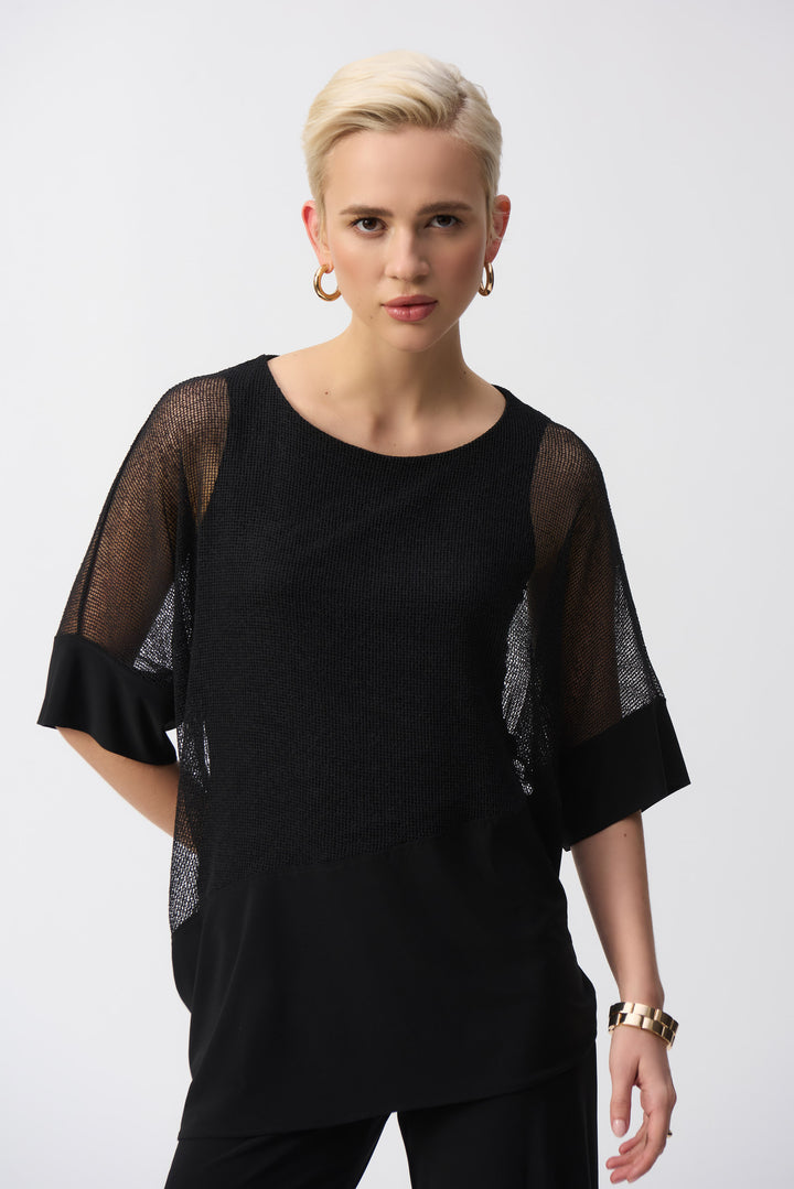 Joseph Ribkoff - Mesh And Silky Knit Cocoon Top