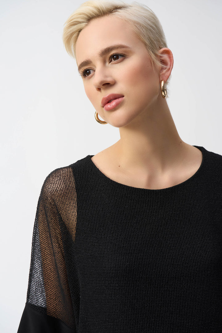 Joseph Ribkoff - Mesh And Silky Knit Cocoon Top