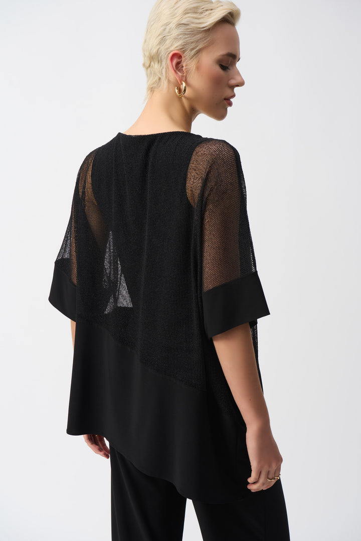 Joseph Ribkoff - Mesh And Silky Knit Cocoon Top