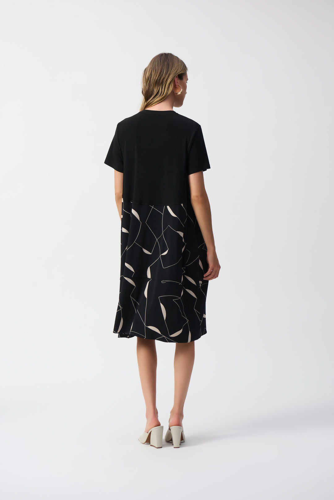 Joseph Ribkoff - Silky Knit Geometric Print Trapeze Dress