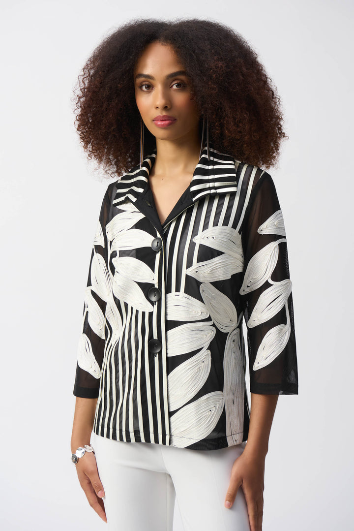 Joseph Ribkoff - Mesh and Satin Soutache Jacket