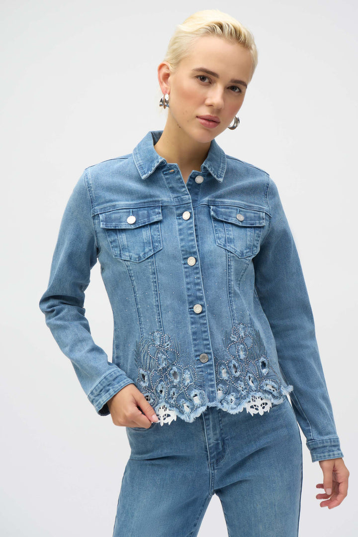 Joseph Ribkoff - Stretch Denim Jacket with Embroidery