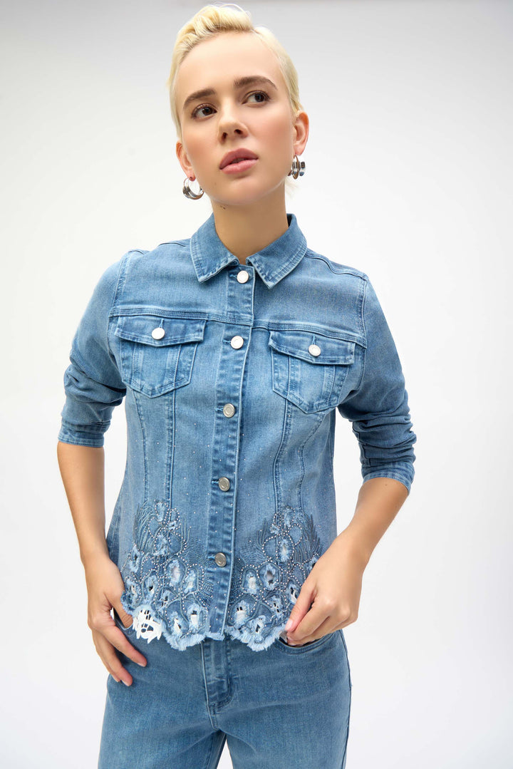 Joseph Ribkoff - Stretch Denim Jacket with Embroidery