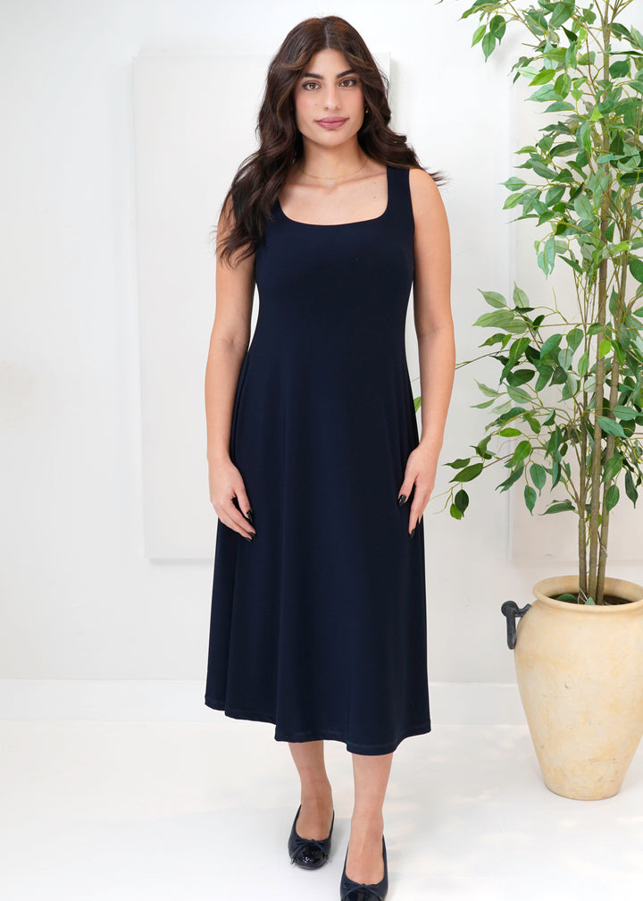 Sympli - Square Neck Fit and Flare Dress