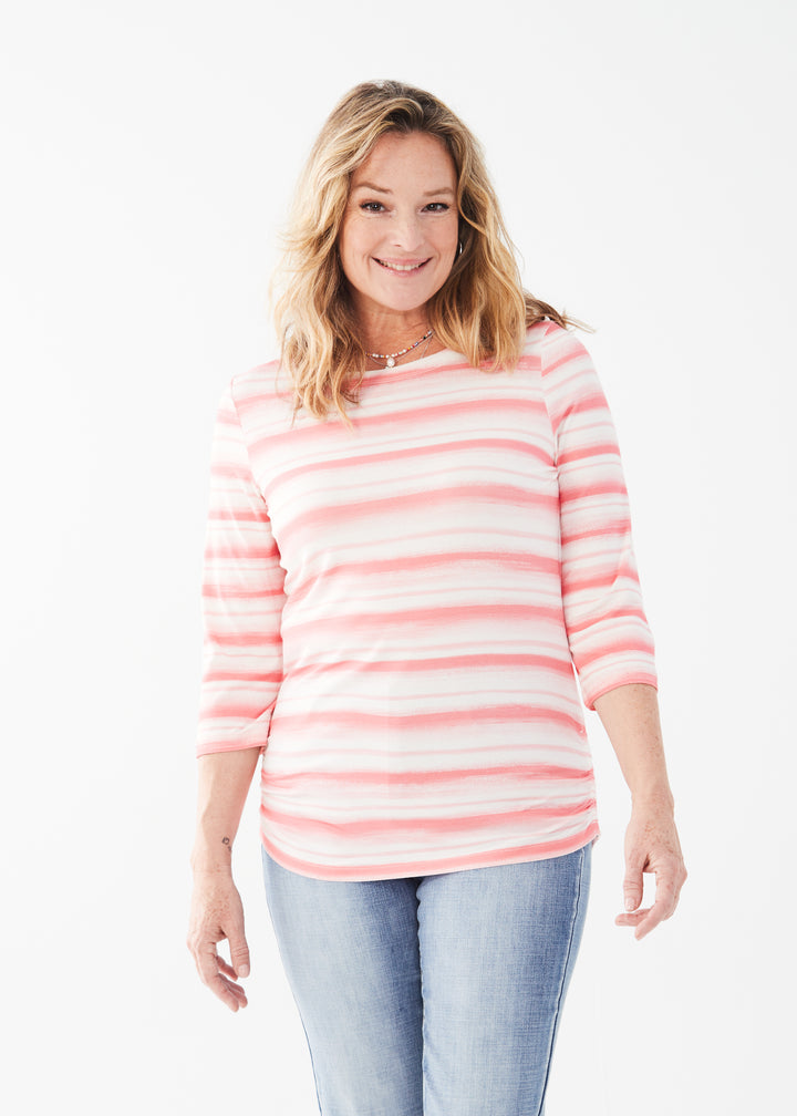 French Dressing Jeans - Amoy Striped 3/4 Sleeve Boatneck Top -SALE