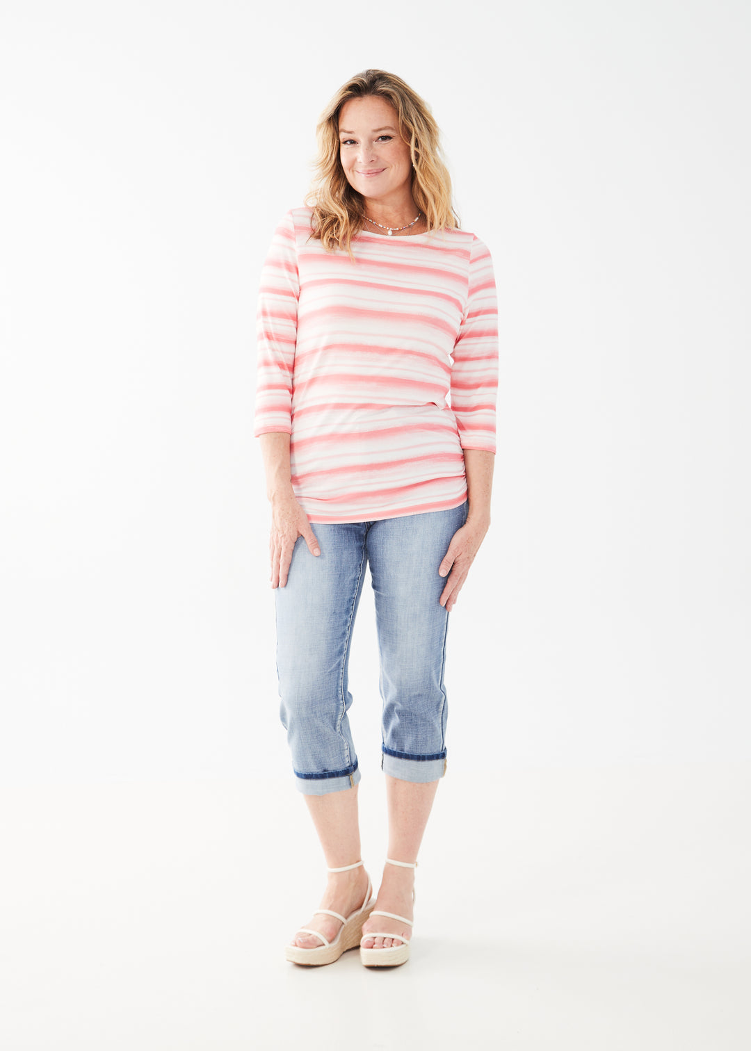 French Dressing Jeans - Amoy Striped 3/4 Sleeve Boatneck Top -SALE