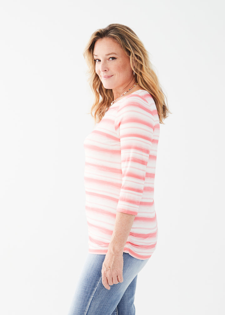 French Dressing Jeans - Amoy Striped 3/4 Sleeve Boatneck Top -SALE